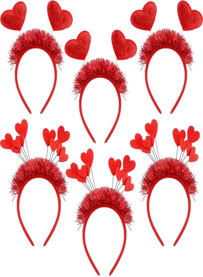 Cotiny 6 Pack Valentine's Day Heart Headband Sequin Heart Bopper Hair Hoop Headbands for Kids Adults Valentines Day Party Supplies Birthday (Color style 2) - Image 1